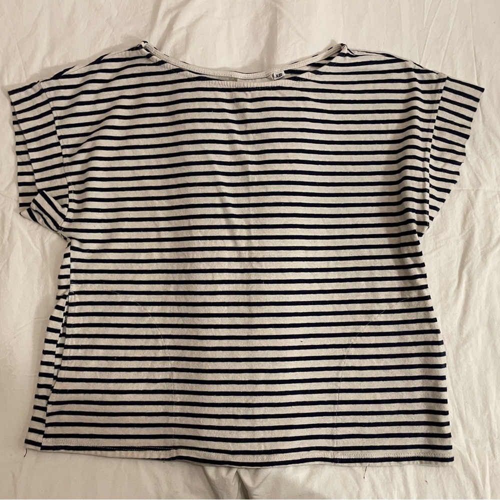 Jungmaven Stripe Taos Top - French Navy x-small
